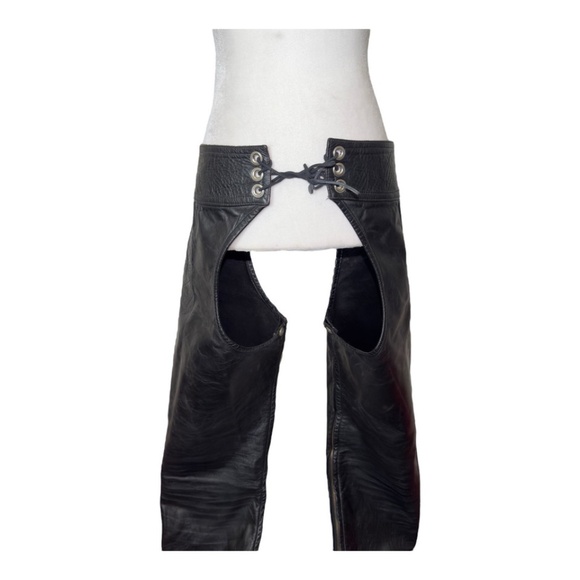 Handmade Chaps Men’s Medium Black Genuine Leather Lined - Picture 2 of 7